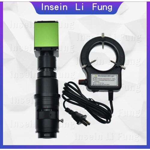 FHD 1080P 60FPS 1/2-inch Chip Video Microscope Camera HDMI 20X-180X Continuous Zoom Full Focus C-Mount Lens Metal PCB Inspection