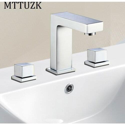 Vidric Brass 3 piece Set Faucet Bathroom Faucet Deck Mounted Sink Tap