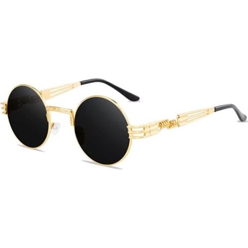 Vintage Rap Sunglasses Men Women Steam Punk Style Hip-Hop Small Round Retro Metal Frame Driveing Eyewear UV400