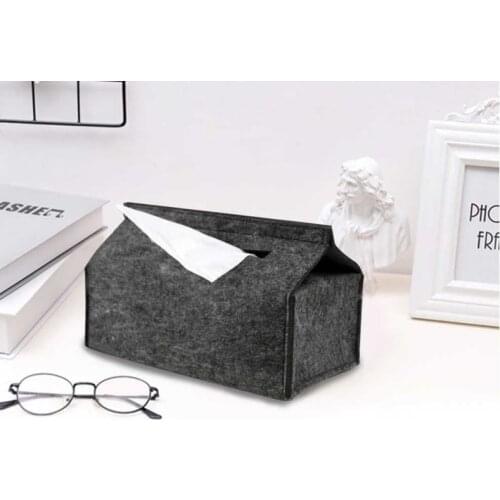 Felt Tissue Box With Nylon Clasp Household Paper Towel Storage Box For Living Room Portable Car Tissue Holder Tissue Container