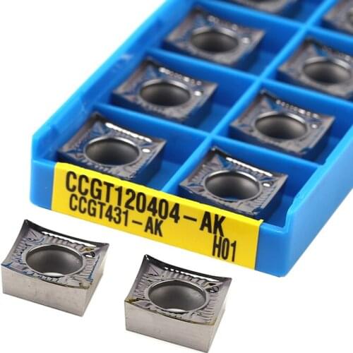 10pcs CCGT120402 CCGT120404 CCGT120408-AK H01 Aluminum tools Turning insert Carbide alloy blade Milling inserts CNC lathe tools