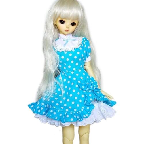 [wamami] 124# Dots Blue Standing-Collar Dress 1/4 MSD AOD DOD BJD Doll