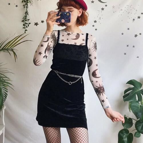 Women Sheer Mesh Fish Net Long Sleeve See Through Sheer Mesh Crew O Neck See Blouse