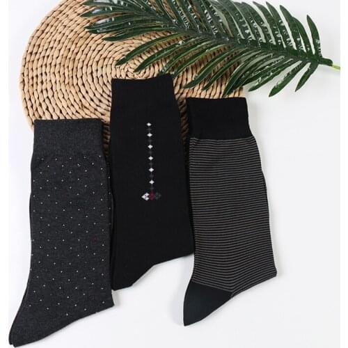DONG AI 3 pairs / pack cotton nylon socks male dot stripes squares wonderful combination