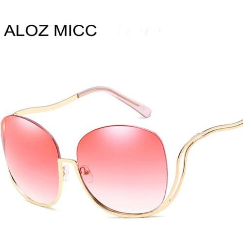 ALOZ MICC High Quality Lady Half- Frame Sunglasses For Women Ocean Gradient Lens Brand Design Oversize Sunglasses UV400 Q27