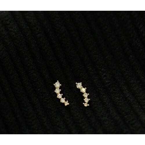 Spike 9K Real Solid Gold Stud Earring Jewelry Czech CZ Crystal