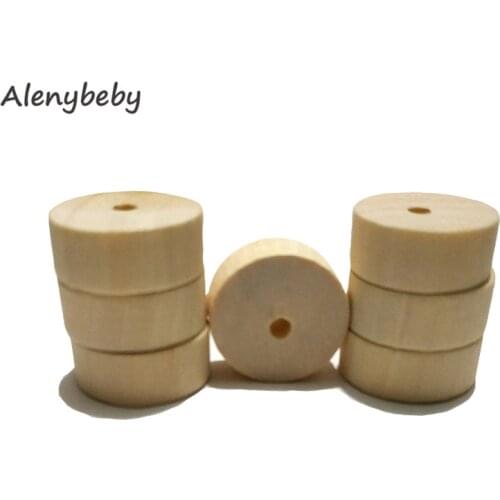 23mm Cylindrical Wooden Beads Teether Decorative Wood Wheel Beads DIY Baby Teether Beading Jewelry Accessories
