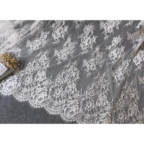3 meters price, black and white blue red eyelashes lace fabric, high-end clothing wedding dress sewing fabric