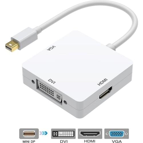 3 In 1 Mini displayport DP Thunderbolt to DVI VGA HDMI Converter Adapter cable
