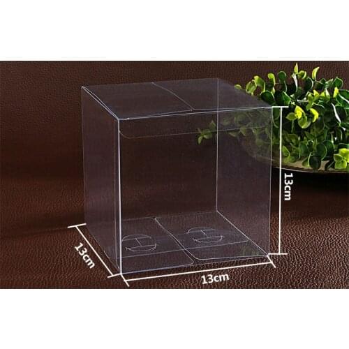 30pcs 13*13*13cm simple Clear Wedding PVC Box Gift Craft display Box small Jewelry packing holder Transparent plastic boxes