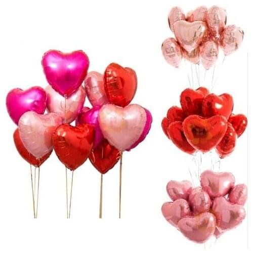 6pcs 18inch Red Heart Helium Air Love Balls Rose Gold Pink Baby Shower Party Foil Balloon Wedding Birthday Party Event Decor