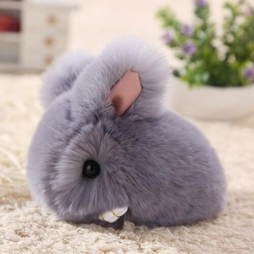 9.5cm Cute Pluff Bunny Keychain Rex Genuine Rabbit Fur Key Chains For Women Bag Toys Doll Fluffy Pom Lovely Pompom