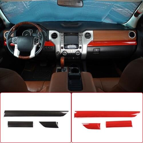 ABS Carbon Car Center Console Dashboard Panel Trim Cover Interior Garnish Sticker Strips For Toyota Tundra 2014-2021 Accessories