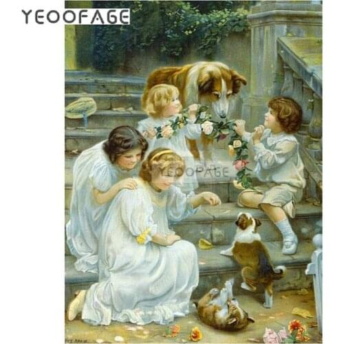 DIY 5D Diamond Painting Cross Stitch girl full Square Diamonds Embroidery dog pattern rhinestone Diamond Mosaic Home Decor