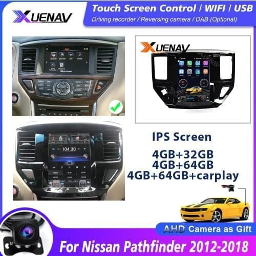 2 din Car radio Android GPS navigation For Nissan Pathfinder 2012-2018 tesla style vertical Screen multimedia video DVD player