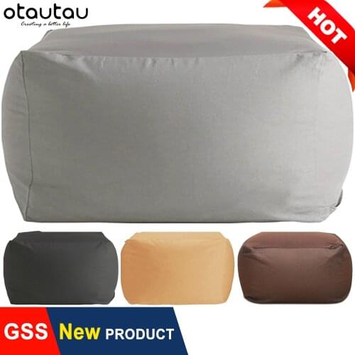 Big Square Bean Bag Pouf Cover with Insert Bag No Stuffed Beanbag Futon Puff Ottoman Sofa Adults Kids Footrest Lounge Furniture
