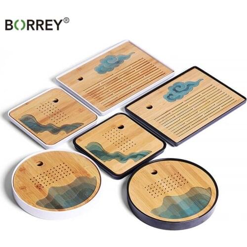 BORREY Wooden Tea Tray Drainage Water Storage Tea Tabl For Chinese Kung Fu Tea Ceremony Gifts and Home Decoratio Tea Gifts