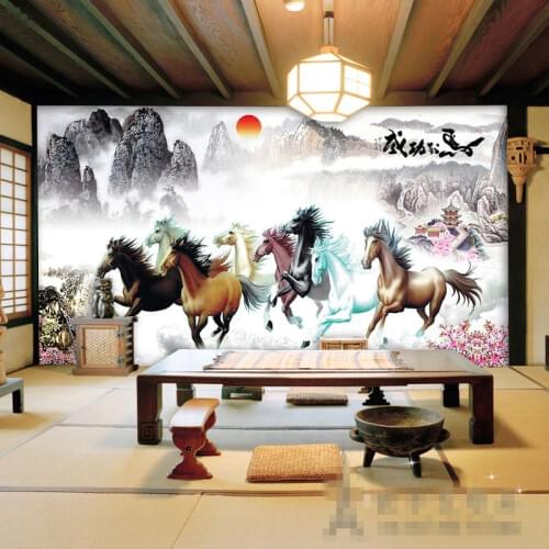 Beibehang Custom 3D HD 8 horses Photo Wallpaper Living Room Sofa TV Background Mural 3D Fashion wallpaper for walls 3 d
