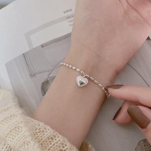 Vintage Silver Color Dainty Bracelet Female Simple Fashion Love Heart Bracelet Hip Hop Metal Bracelets For Women Wedding Jewelry