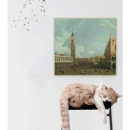 Citon Canaletto《Venice - The Piazzetta from the Molo》Canvas Art Oil Painting Artwork Poster Picture Wall Decor Home Decoration