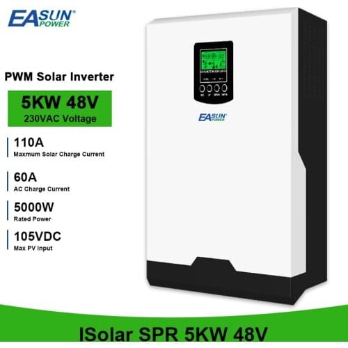 5000W PWM 48V 105VDC Solar Charge Controller 220VAC Output Pure Sine Wave 50A Solar Inverter With 60A AC Charge