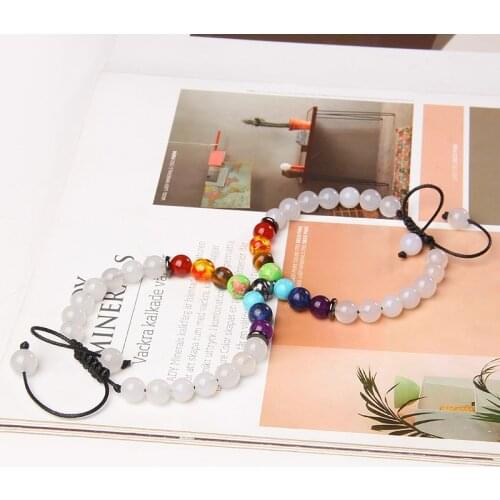 Magnet Bracelet Couple Bracelet For Lovers Natural White Agat 7 Chakra Stone Beads Bracelets Friendship Jewelry Birthday Gift