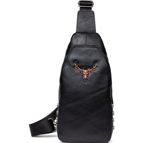 New Men Genuine Leather bag mens chest bag Genuine Leather bag fashion casual leather retro multi-function chest bag