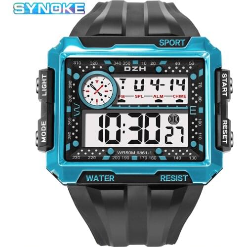 Big Numbers Men Digital Watch Sport Multifunction Alarm Chrono 5ATM Waterproof Back Light Square Screen 2021 Hot Selling Watches