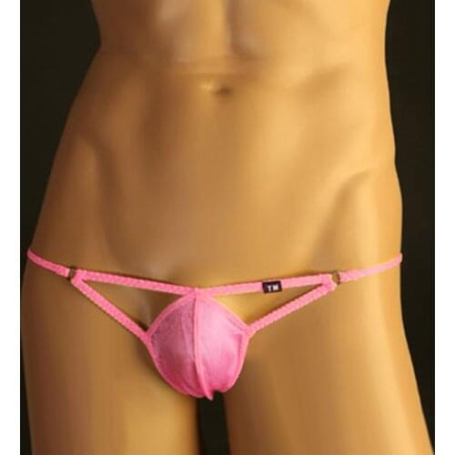 Mens G-String Underwear T-Back Briefs Sexy Micro Low-Rise Bikini See Through Solid Color Pouch Through Male Underpants