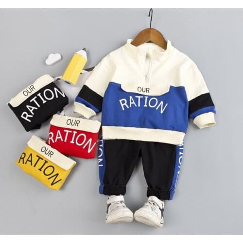 Toddler Boys Clothes Children Clothing Sets Spring Autumn 2pcs Leisure Letter Cotton Zipper Long Sleeve T Shirts Jacket Pants