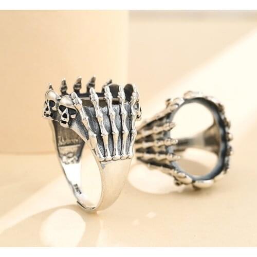 15*19mm 925 STERLING SILVER men Semi Mount Bases Blanks base blank Pad skull hand rings ring Setting set diy A5355