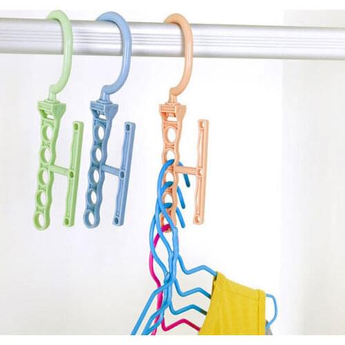 Plastic Coat hangers Windproof Organizer hook Fixed Holder Buckle 5 Circle Anti-Slip Hanger Storage Racks Clothes Hanger