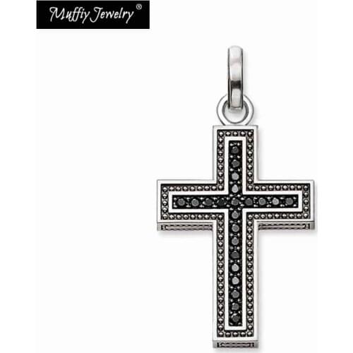 Black Cross Pendant,Europe Style Rebel Fashion Good Jewerly For Men And Women,2017 Heart Gift In 925 Sterling Silver