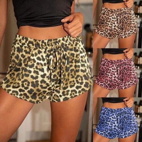 Fashion Summer Women Shorts Leopard Print Breathable Summer Drawstring Loose Short Pants Ladies Casual Short Feminino Shorts 4XL