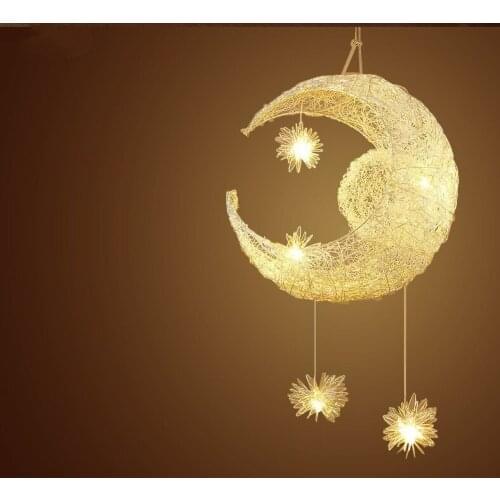 Modern Moon Star LED Chandeliers lustres de sala Pendant Lamp For Children Bedroom kids ceiling luminaire Light Fixture