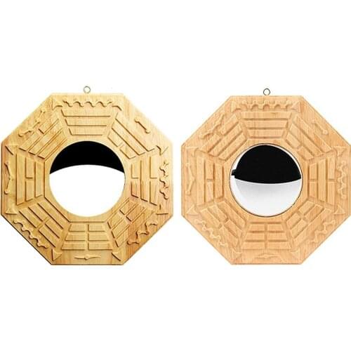 Traditional Chinese Feng Shui Bagua Mirror Wooden Lucky Dent Convex Bagua FengShui Mirror Home Decoration Mirror adorable
