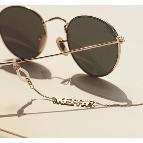 Gold Sunglasses Holder Customized Name Eyeglass Chain Personalized Eyewear Lanyard Glasses Jewelry Curb Chain Necklace Women Men