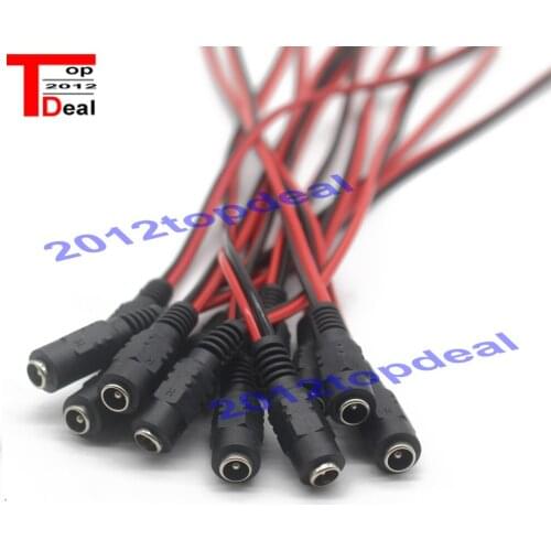 10pcs 5.5x2.1/5.5*2.1 mm Female plug 12V DC Power Pigtail cable jack for CCTV Security Camera connector
