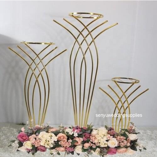 10pcs)Factory Wholesale Wedding Tall Metal Table Centerpiece Stands Flower Vase Stand Gold Column Decoration senyu1804