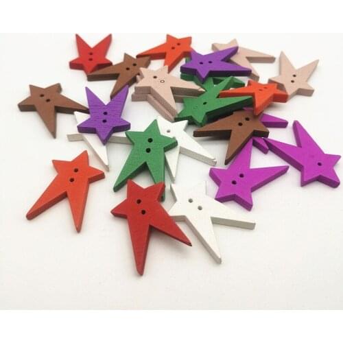 1000pcs 20x30mm Wood Stars Mixed Buttons Sewing 2 Holes DIY Crafts Embellishments For Scrapbooking