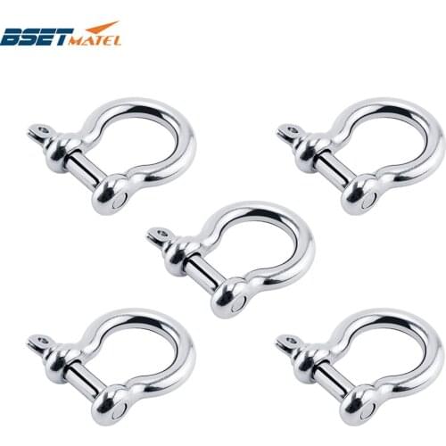 5PCS/Lot Stainless Steel 316 Boat Carabiner D Bow Shackle With Screw Pin Anchor Shackle Clasp Buckles For Yacht Canoe Marine