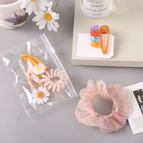 6Pcs/set Summer Cute Hair Clip Set Girl Flower Hairband Organza Scrunchies Hair Rings Headwear Animal Hairpin Hair Accessories