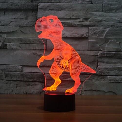 Creative Acrylic 3D Night Lamp USB Charging Batteries Touching Colorful Dinosaur Table Lamp For Bedroom Bedside Decor Light