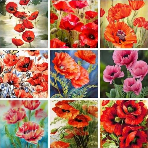5D Diamond Painting Poppy Diamond Embroidery Flowers Round Drill DIY Cross Stitch Mosaic Sale Home Decor