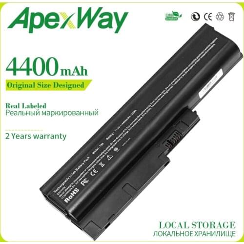 Apexway 11.1V 4400mAh 6 cell Laptop battery for Lenovo t60 t61 SL300 SL400 SL500 42T4560 42T4561 42T4566 42T5233 42T5234 42T5245