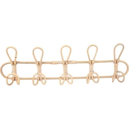 Large Rattan Wall Hooks Clothes Hat Hanging Hook Crochet Cloth Holder Organizer Hangers Decor for Home Decor