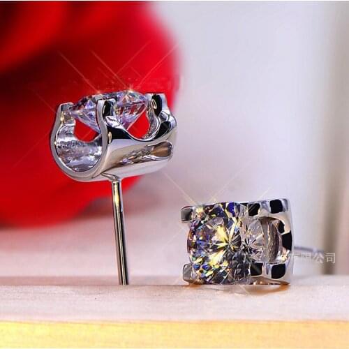 Brand Keisha Lena Classic Round Cut Total 1.00ct Silver Earring Jewelry Girlfriend Gift