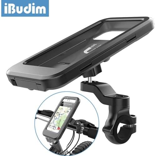 IBudim Bicycle Phone Holder Waterproof Bike Phone Case Cover Universal Motorcycle Scooter Handlebar Cellphone Clip Mount Stand