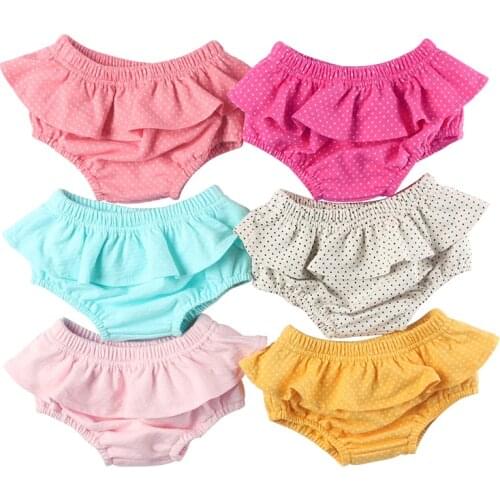 Kaiya Angel Newborn Baby Bloomer Solid Bottom White Dot Ruffle Shorts Fashion Baby Girls Summer Diaper Cover Clothes Wholesale