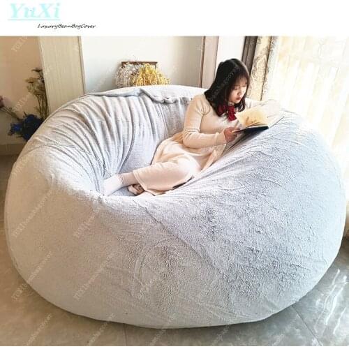 Dropshipping Giant Double color Bean Bag Cover No Filler Floor Seat Couch Futon Comfy Recliner Chair Big Fluffy Beanbag Bed Coat
